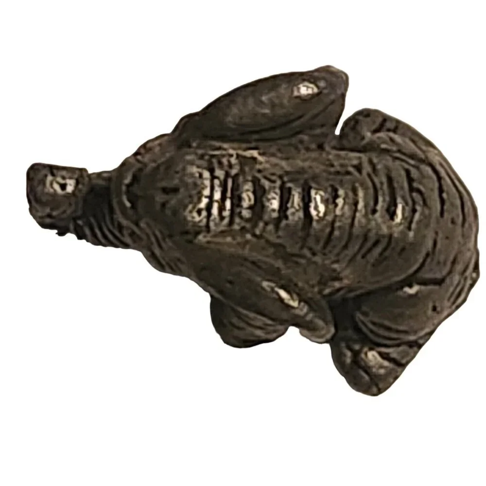 Miniature Elephant Figurine Pewter Trunk Up Tiny
